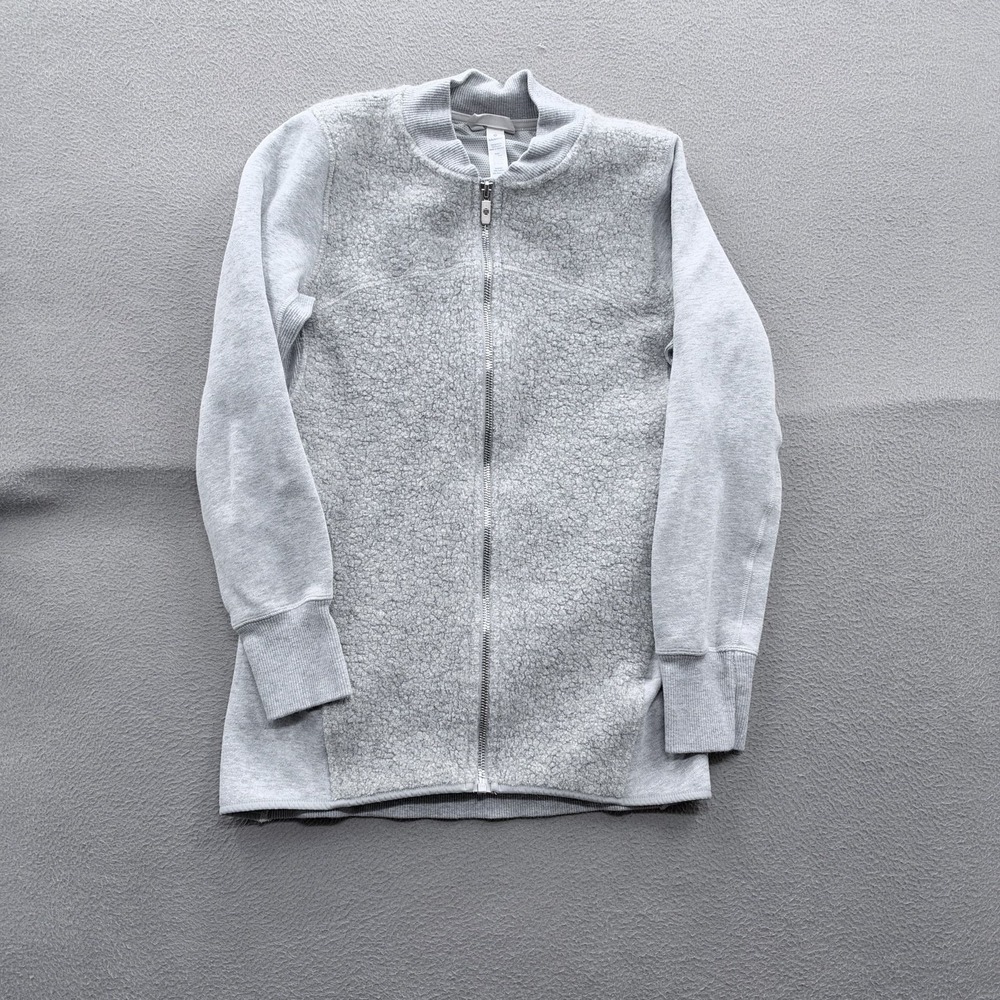 Lululemon Jacket Womens 4 Gray Wool Blend Fleece Full Zip Bomber Lined Winter